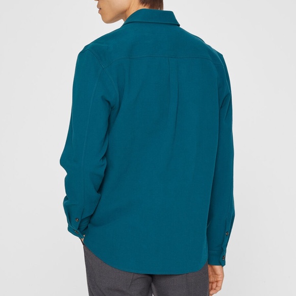 Long Sleeve Textured Standard Workshirt - New With Tags - NEVER WORN - Teal - Picture 2 of 4